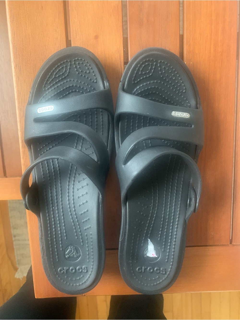 CROCS Black Two-Strap Slide Sandals